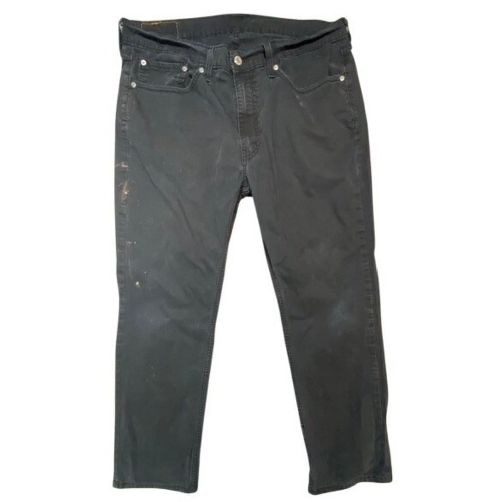 Levis 514 Mens Straight Fit Pants Charcoal Grey Distressed Paint Splatter 36x30